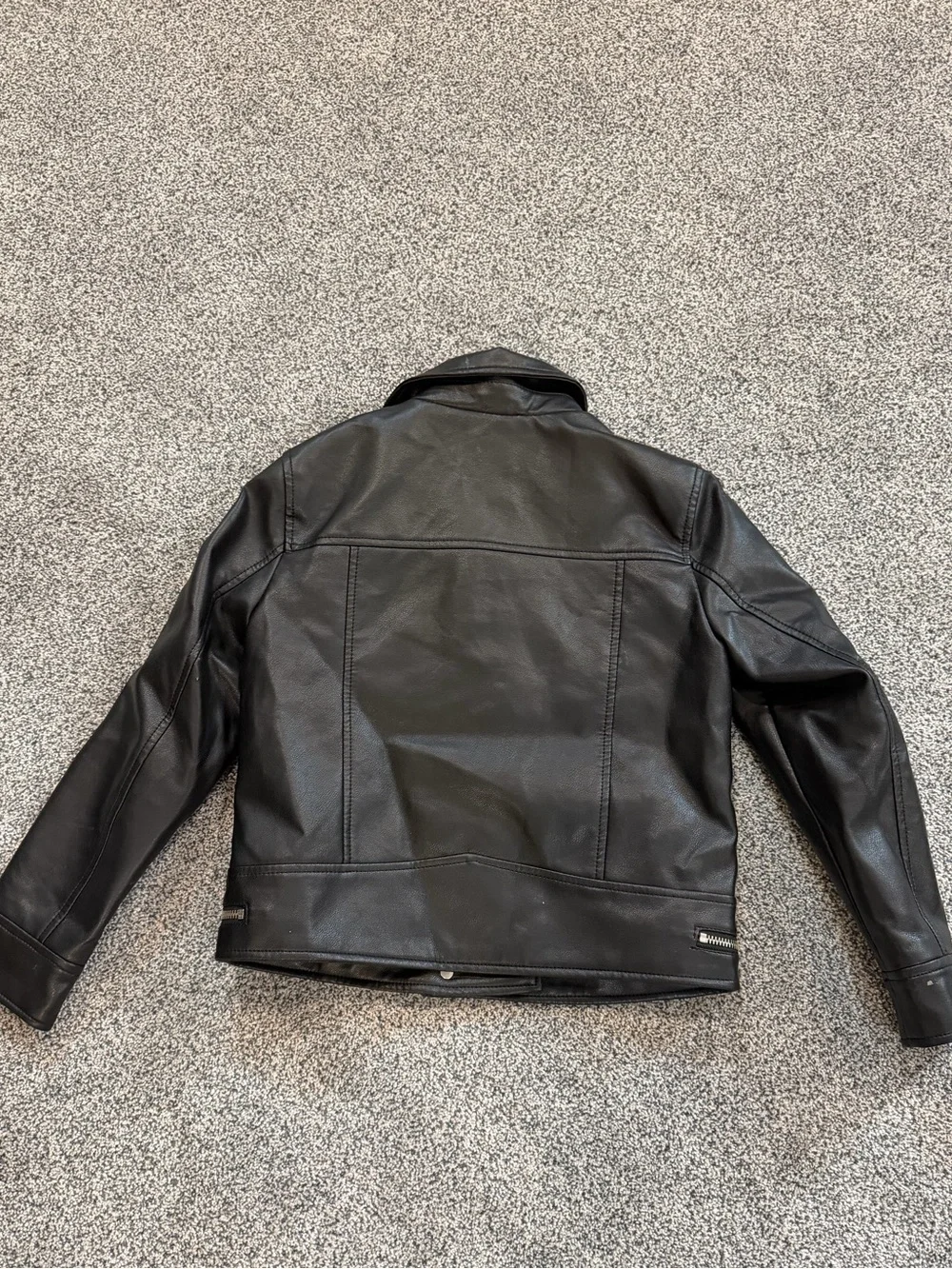 ZARA Black Faux Leather Asymmetrical Zip Jacket